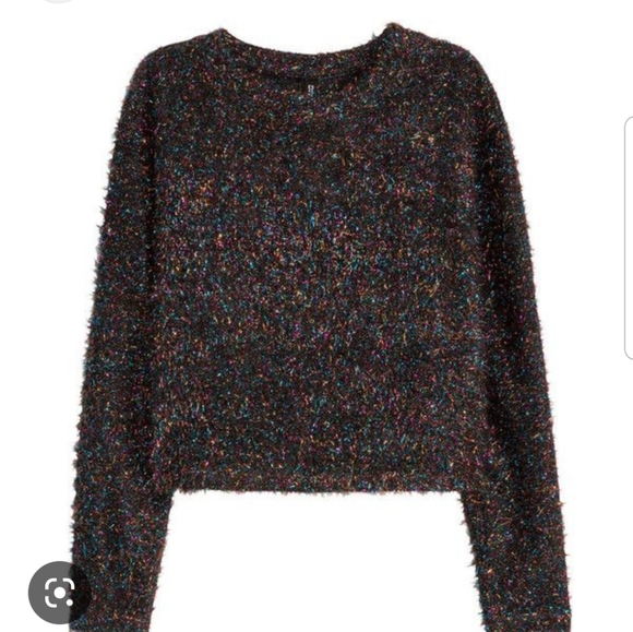 H&M rainbow cropped holiday party sweater - Picture 2 of 5